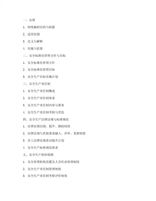 安全标准化管理制度目录
