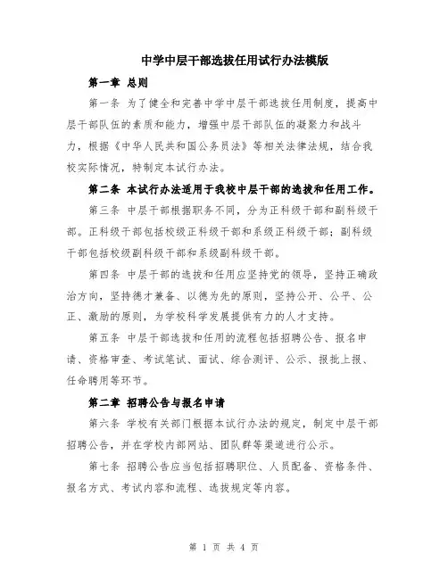 中学中层干部选拔任用试行办法模版