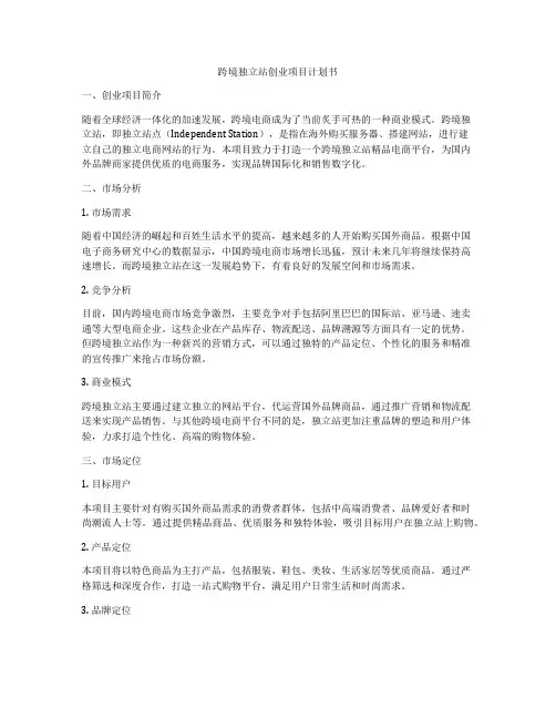 跨境独立站创业项目计划书