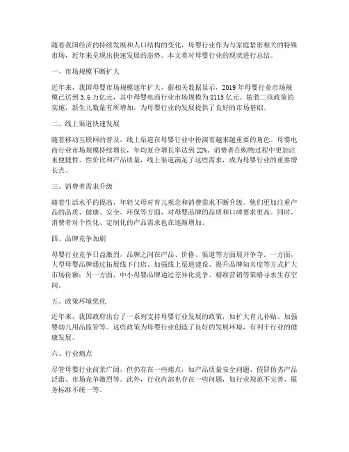 母婴行业现状总结范文