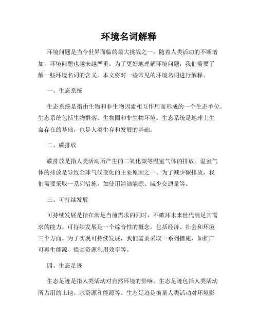 环境名词解释