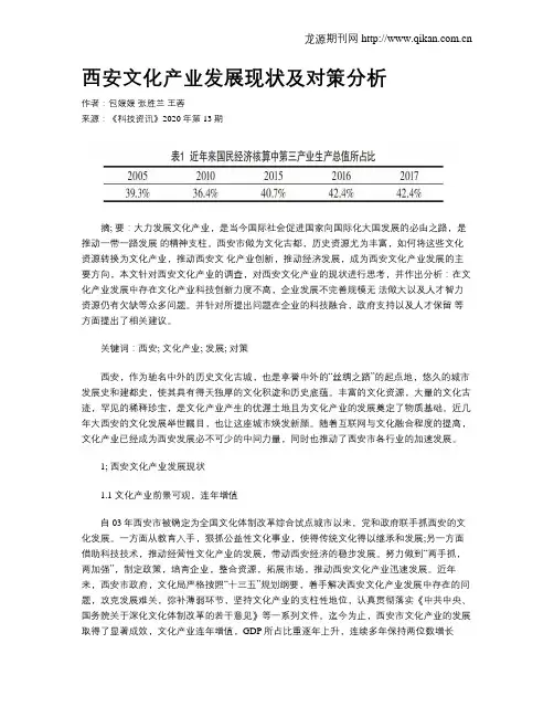 西安文化产业发展现状及对策分析