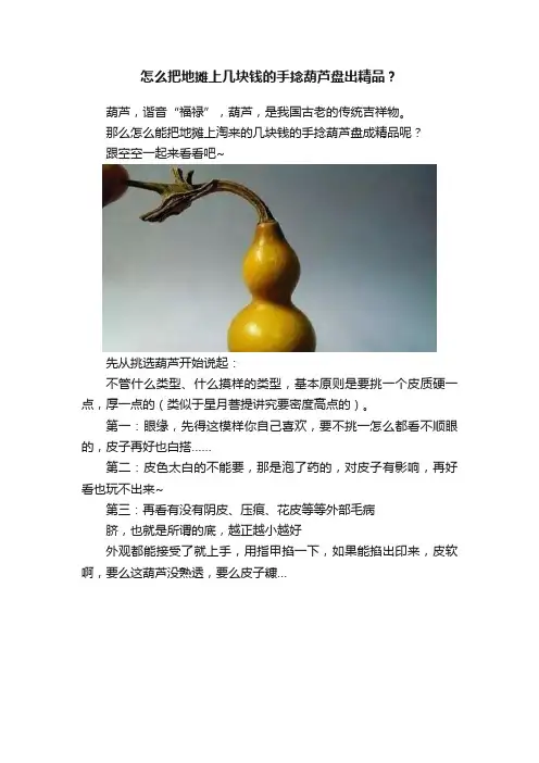 怎么把地摊上几块钱的手捻葫芦盘出精品？