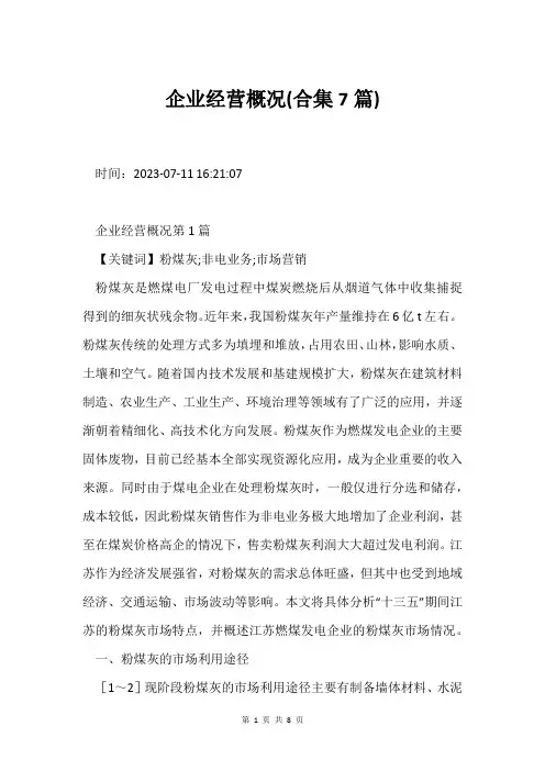 企业经营概况