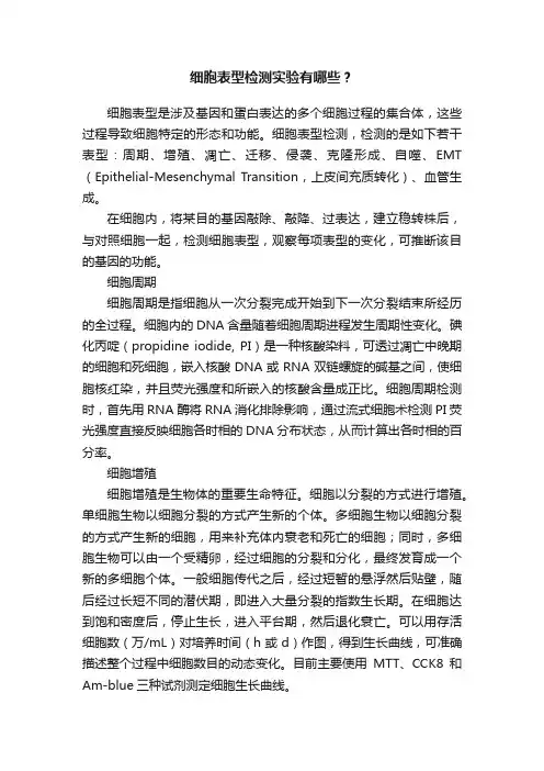 细胞表型检测实验有哪些？