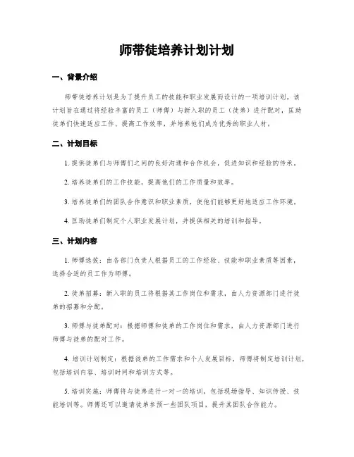 师带徒培养计划计划