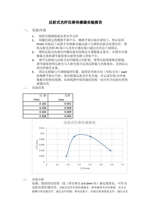 反射式光纤位移传感器实验