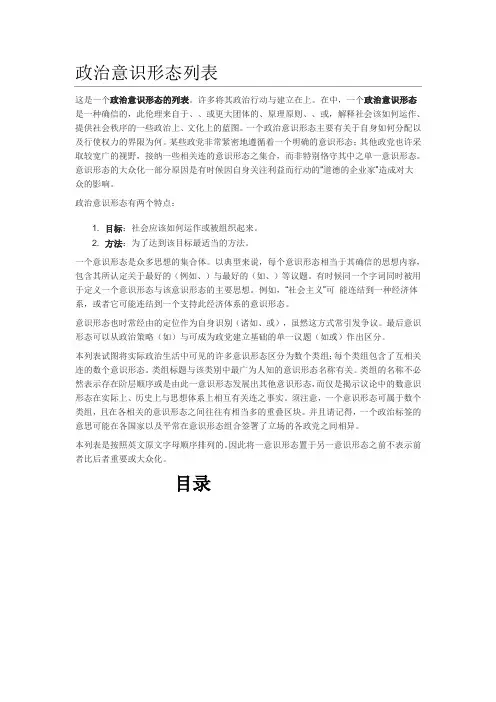 政治意识形态列表