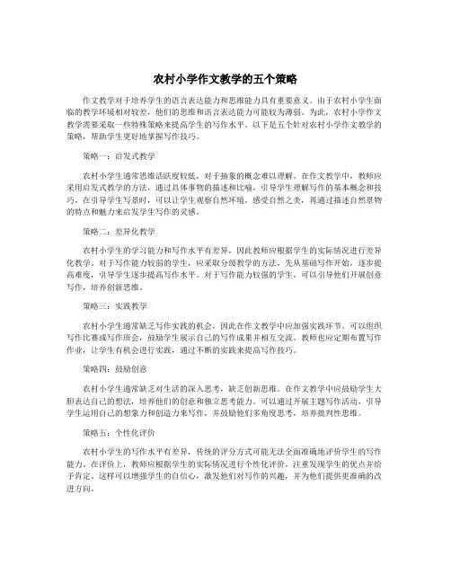 农村小学作文教学的五个策略