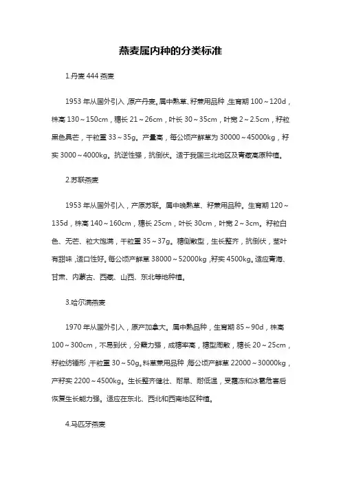 燕麦属内种的分类标准