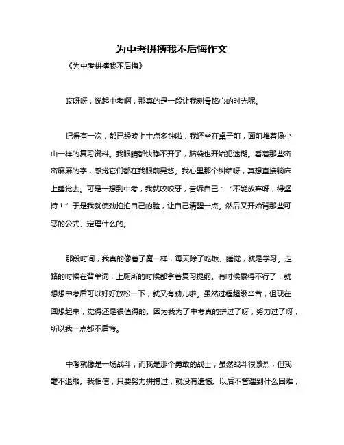 为中考拼搏我不后悔作文
