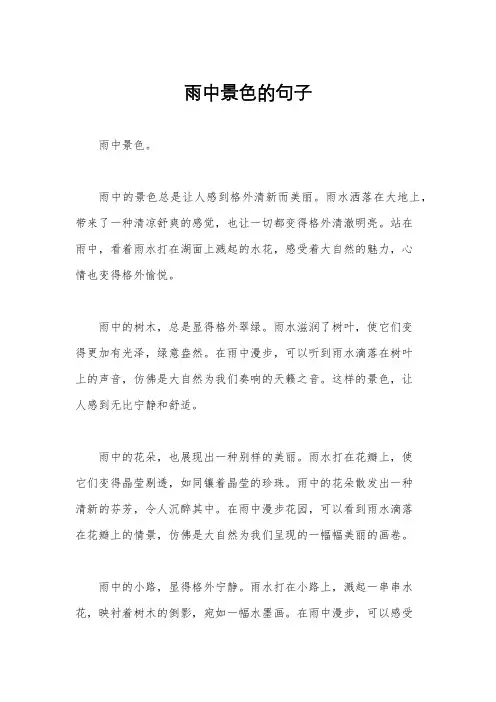 雨中景色的句子