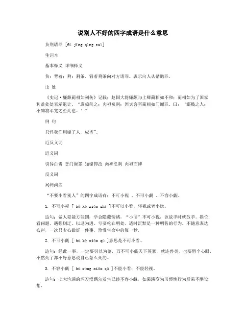 说别人不好的四字成语是什么意思