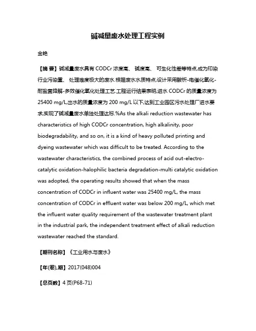 碱减量废水处理工程实例