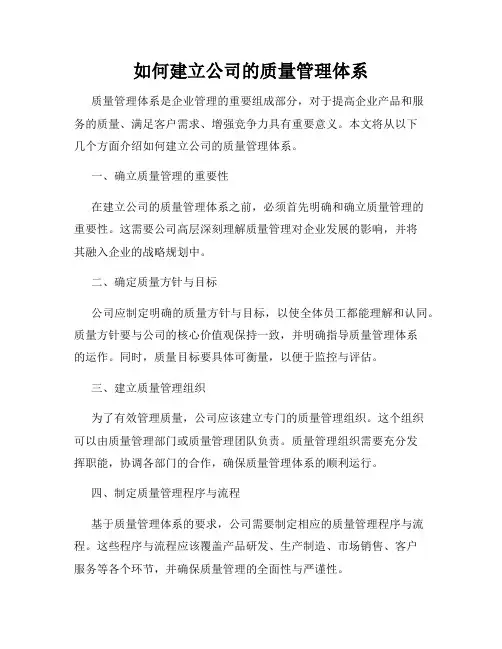 如何建立公司的质量管理体系