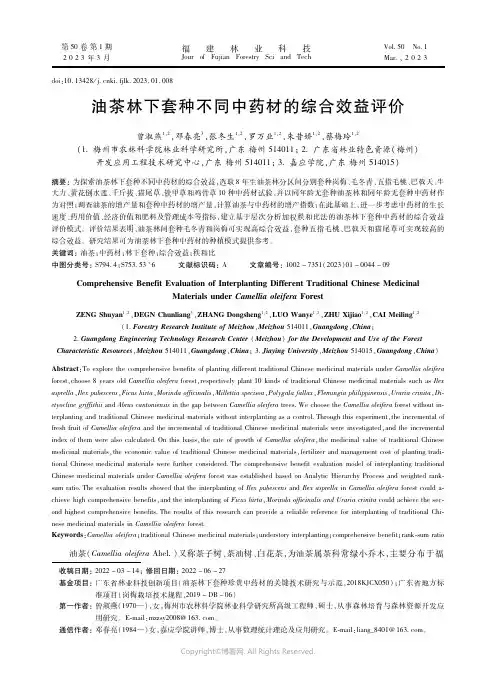 油茶林下套种不同中药材的综合效益评价