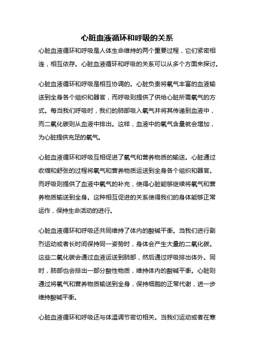 心脏血液循环和呼吸的关系