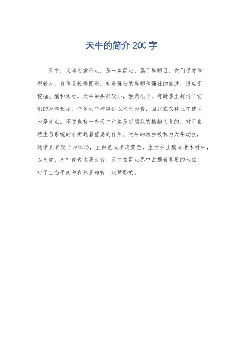 天牛的简介200字