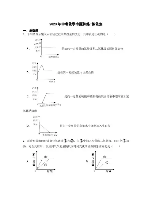 2023年中考化学专题训练-催化剂【附解析】