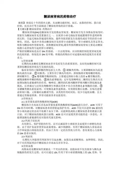 糖尿病肾病的药物治疗