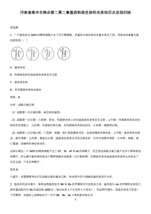 河南省高中生物必修二第二章基因和染色体的关系知识点总结归纳
