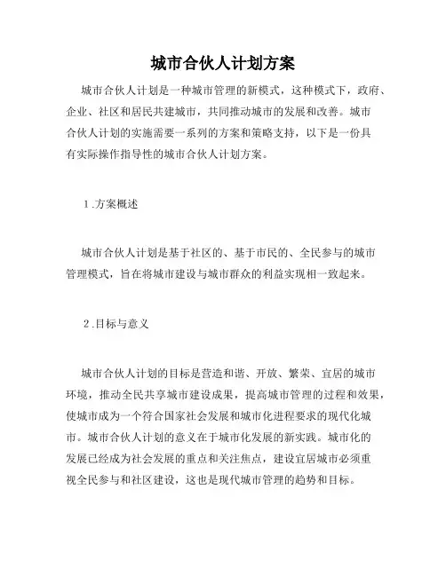 城市合伙人计划方案