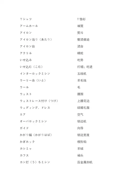 服装类 日语