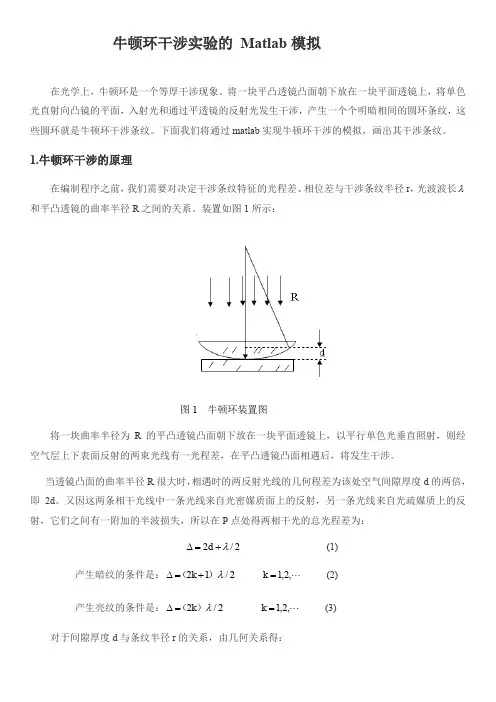 (仅供参考)牛顿环干涉实验的-Matlab模拟