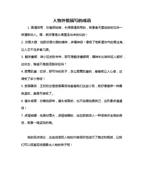 人物外貌描写的成语