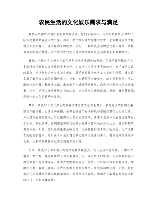 农民生活的文化娱乐需求与满足