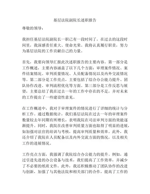 基层法院副院长述职报告