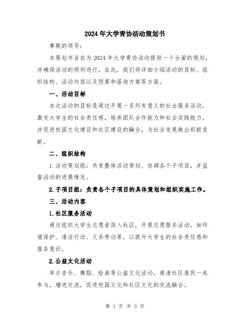 2024年大学青协活动策划书