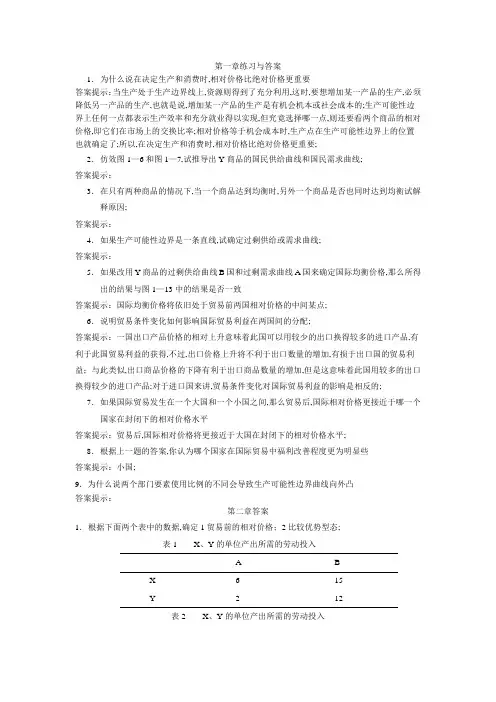 国际经济学第三版课后答案