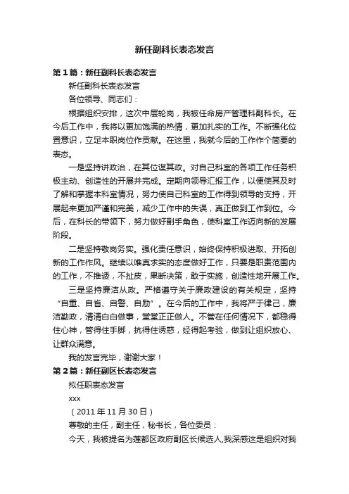 新任副科长表态发言