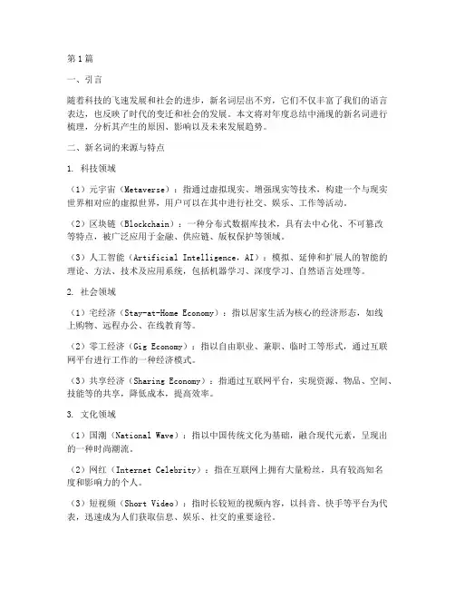 年度总结新名词(3篇)