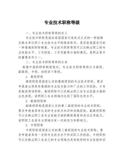 专业技术职称等级