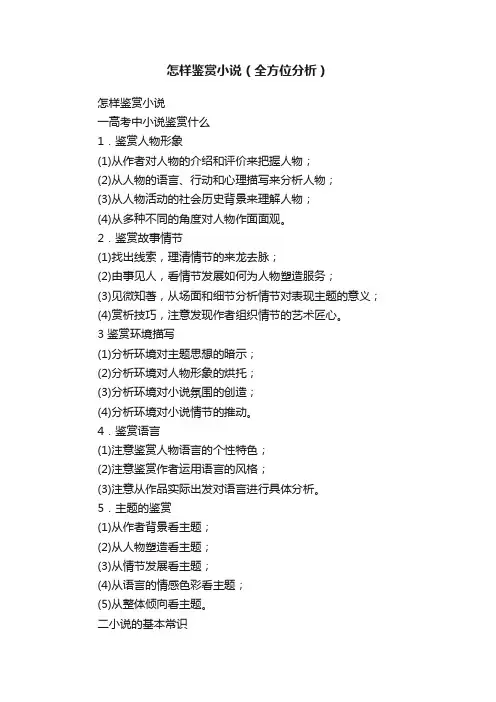 怎样鉴赏小说（全方位分析）