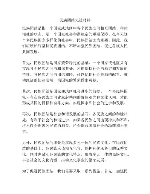 民族团结先进材料