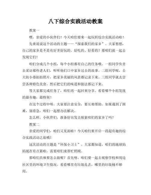 八下综合实践活动教案