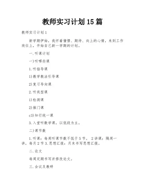 教师实习计划15篇