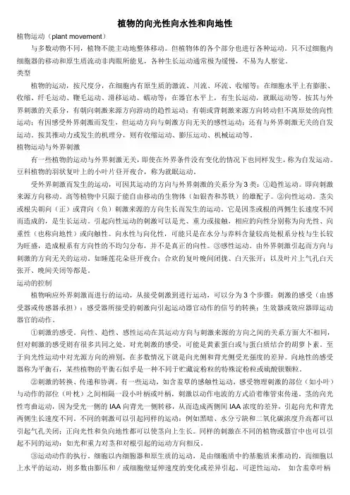 植物的向光性向水性和向地性
