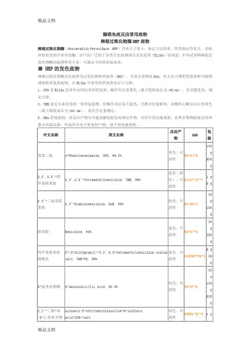 (整理)酶联免疫反应常用底物