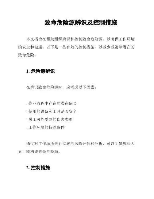 致命危险源辨识及控制措施