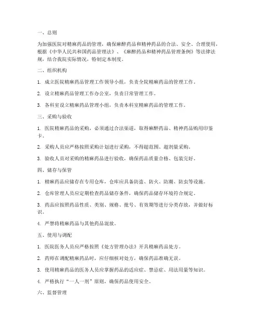 医院对精麻药品的管理制度