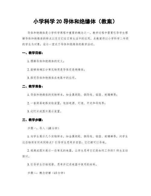 小学科学20导体和绝缘体(教案)