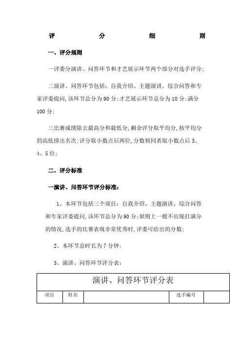 演讲大赛评分细则
