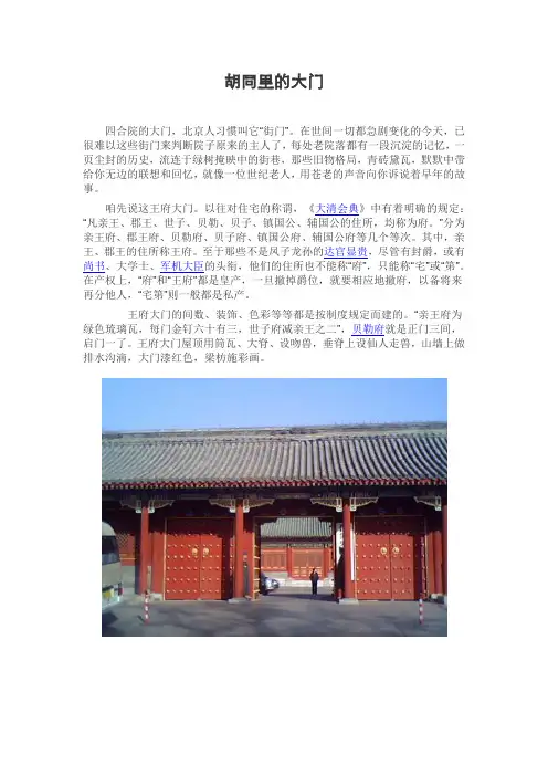 胡同里的大门