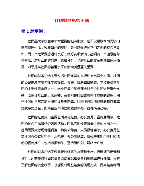 社团财务总结9篇