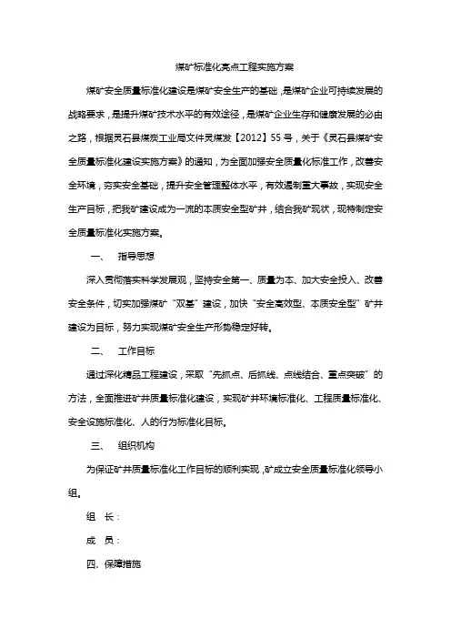煤矿标准化亮点工程实施方案