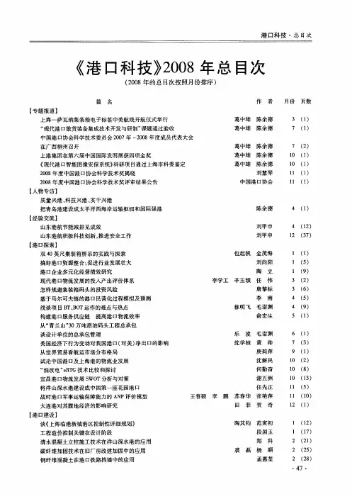 《港口科技》2008年总目次